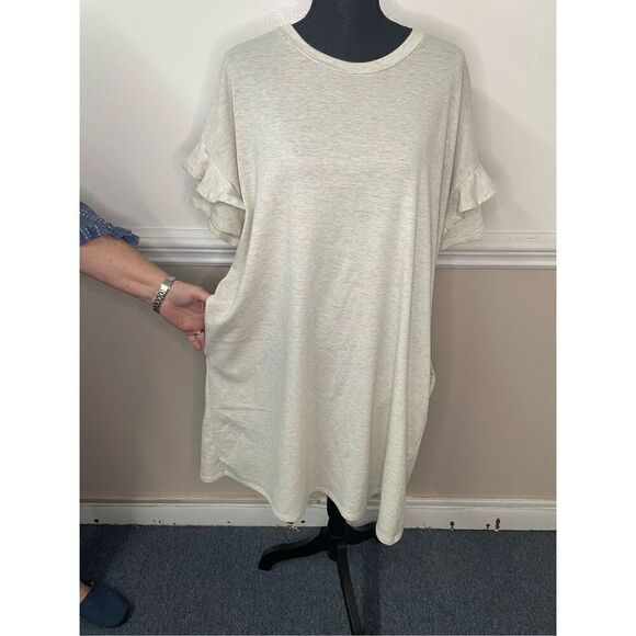 E. Luna T-shirt Dress with Ruffle Sleeve Size Large - Picture 2 of 9